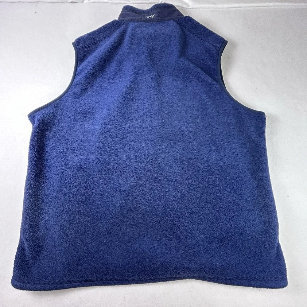 Vineyard Vines Men's Blue Full Zip Fleece Vest Stand-Up Collar L Pockets Outdoor